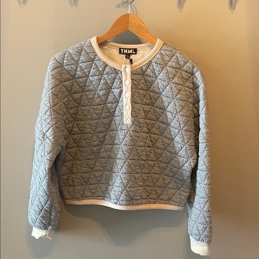 THML Light Grey Quilted Sweatshirt - Picture 5 of 9